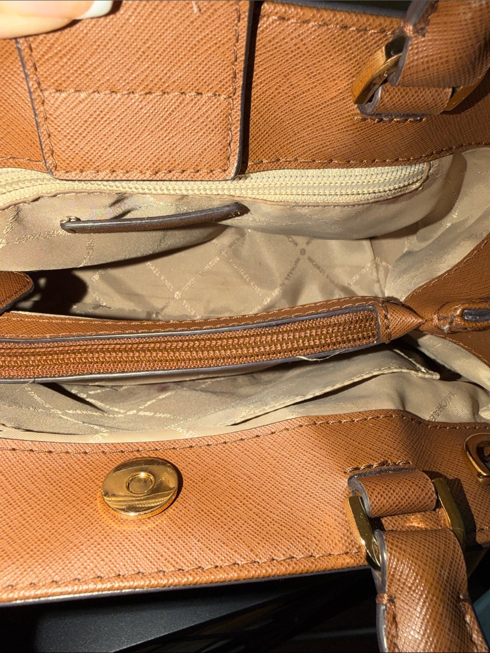 Michael Kors Brown Logo Satchel - Signature MK Print - Picture 5 of 7